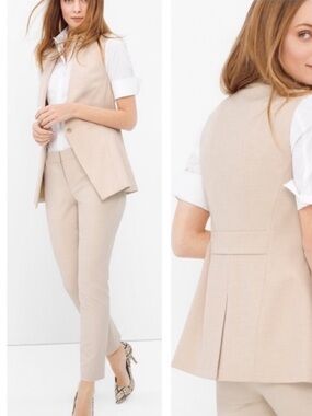 White House Black Market WHBM Sleeveless Suiting Vest Collarless Office